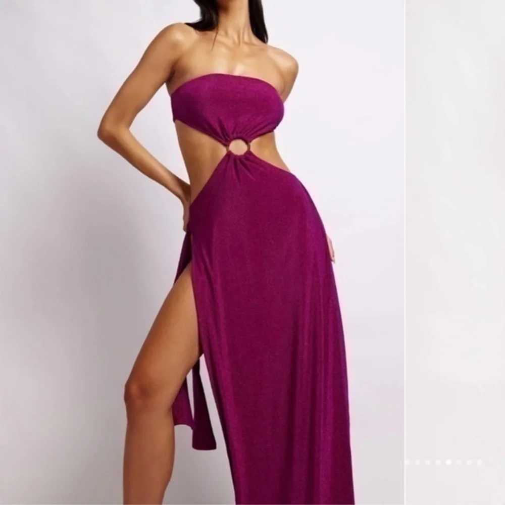 NWT Meshki Sierra Strapless Shimmer Dress XL Violet Shimmer